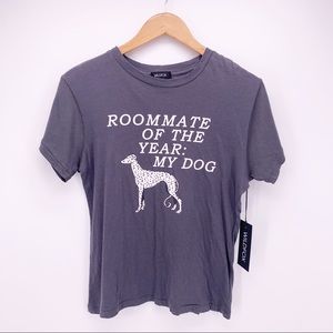 Wildfox Women's Small Gray Distressed Roommate Of The Year My Dog T-Shirt G2